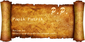 Papik Patrik névjegykártya